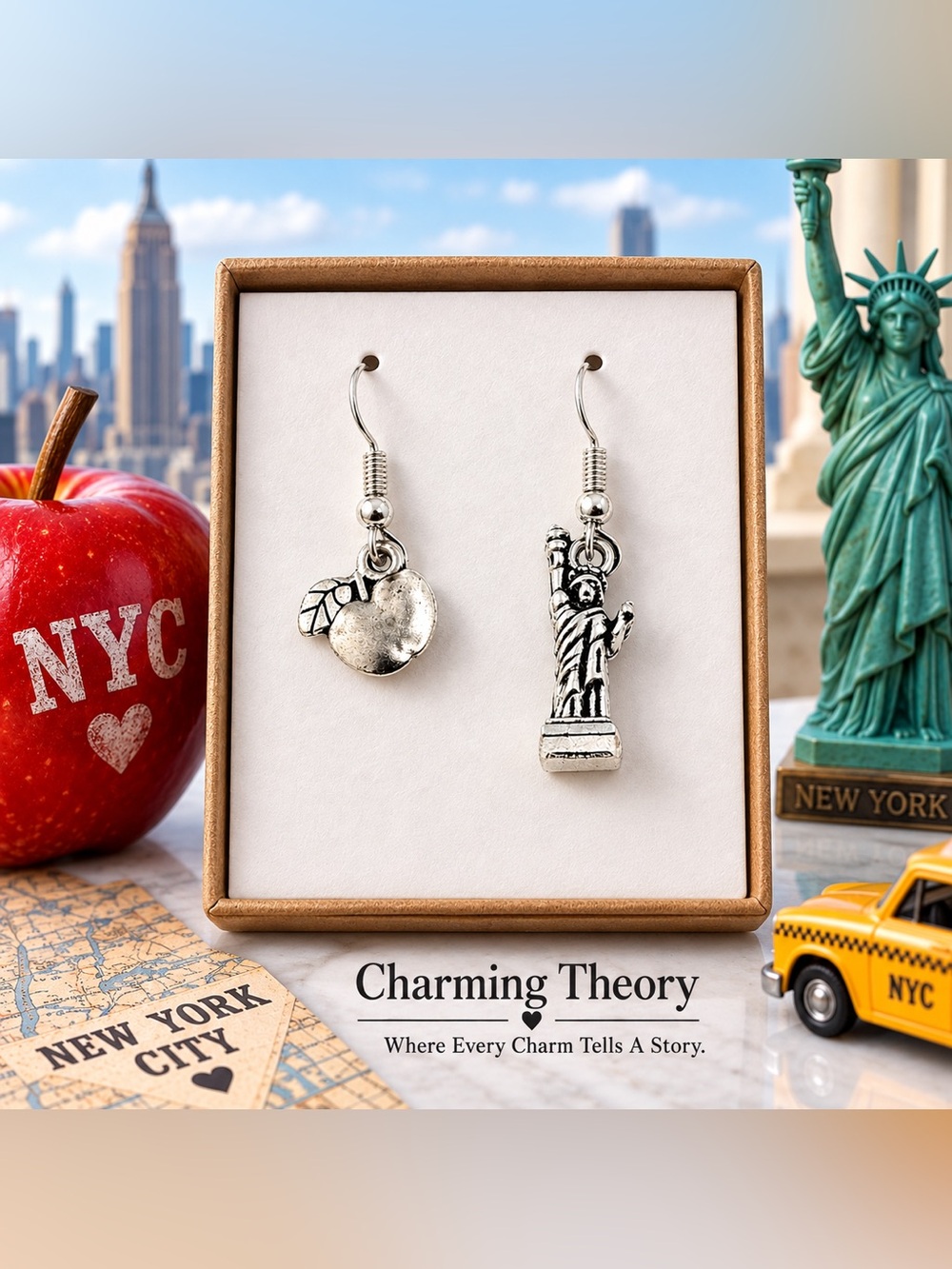 New York City Mismatched Earrings โ Apple & Statue of Liberty
